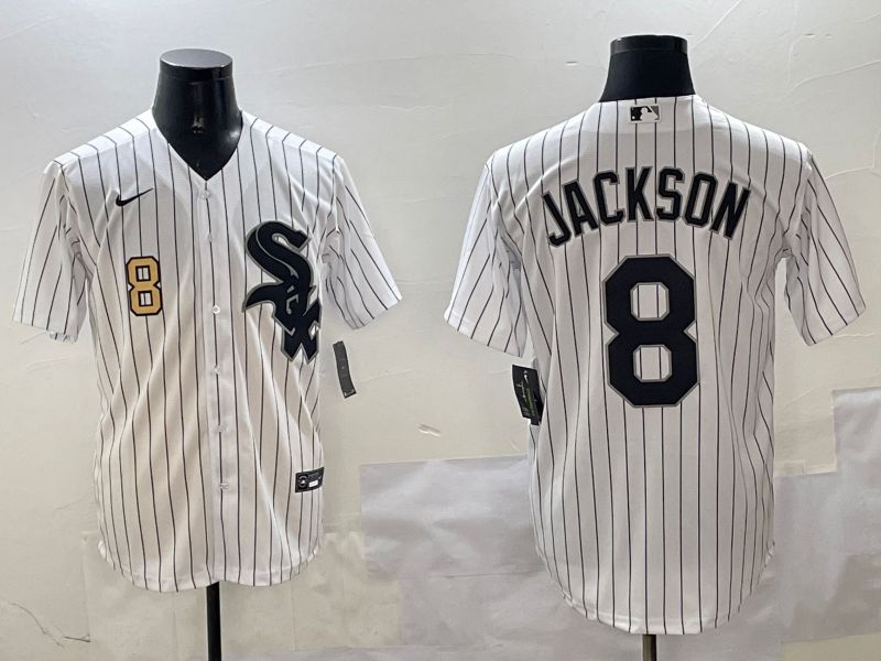 Men Chicago White Sox #8 Jackson White Stripe Game 2025 Nike MLB Jersey style 2->chicago white sox->MLB Jersey